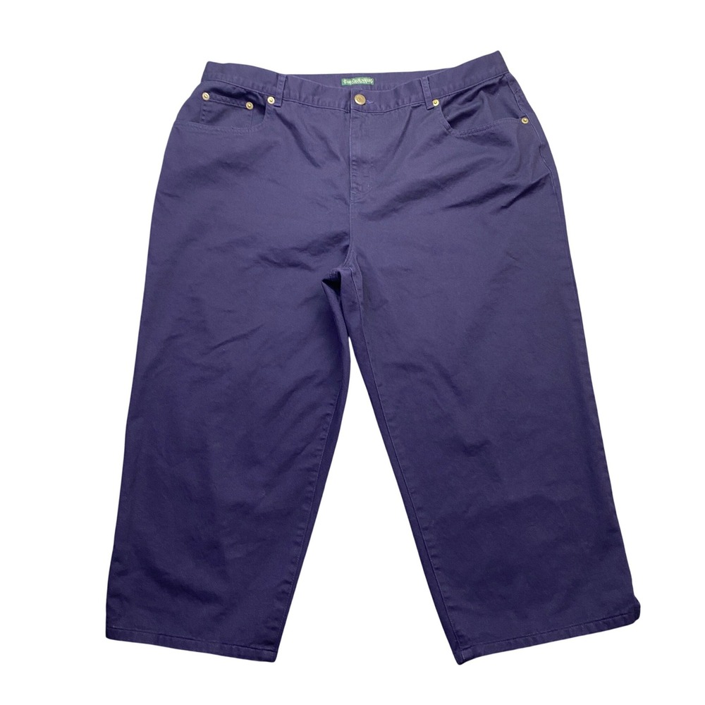 Lauren Ralph Lauren Jeans Co Navy Blue Crop Capri Pants Womens 16W Cotton